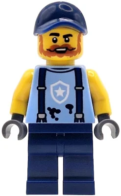 Mécanicien de police, torse bleu clair vif, jambes bleu foncé, casquette bleu foncé (Police Mechanic, Bright Light Blue Torso, Dark Blue Legs, Dark Blue Cap)