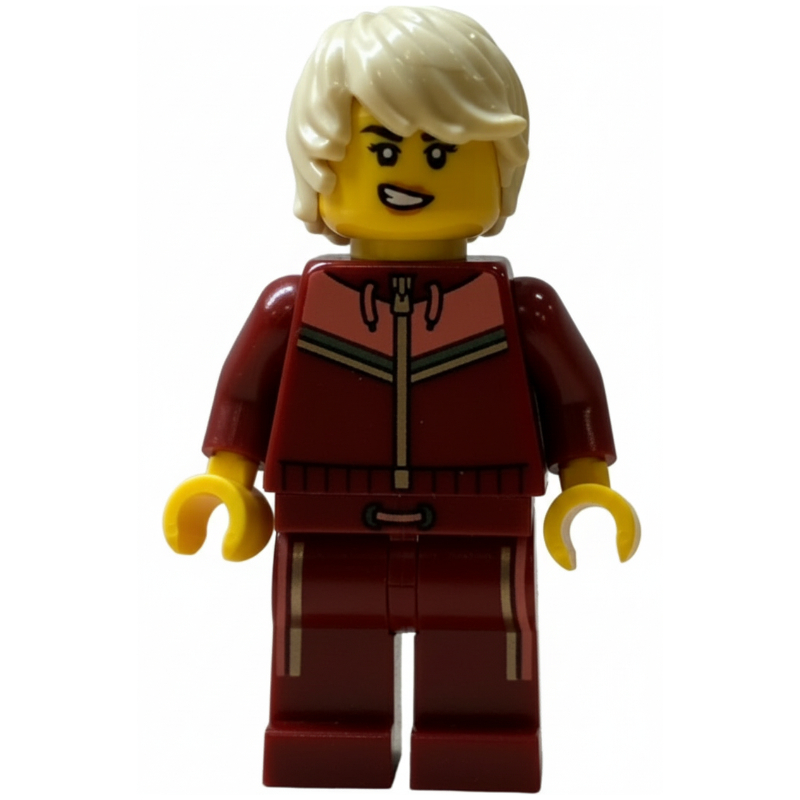 Skieur, tenue rouge foncé, cheveux beiges (Skier, Dark Red Suit, Tan Hair)