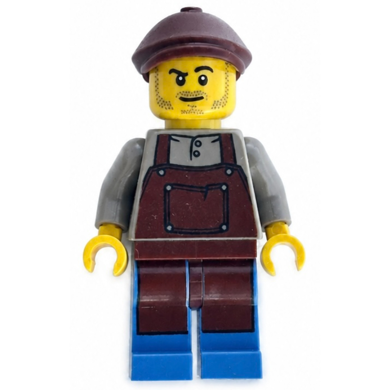 Homme, tablier brun rougeâtre, casquette brun rougeâtre (Man, Reddish Brown Apron, Reddish Brown Cap)