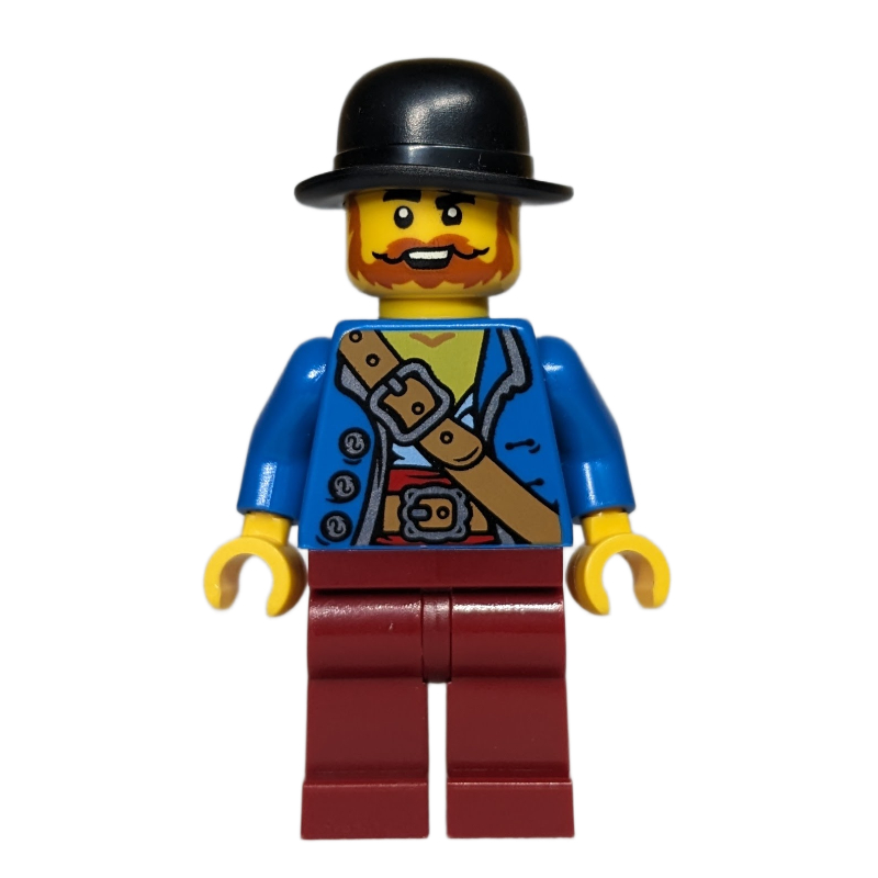 Voleur, torse bleu, jambes rouge foncé, chapeau noir (Robber, Blue Torso, Dark Red Legs, Black Hat)