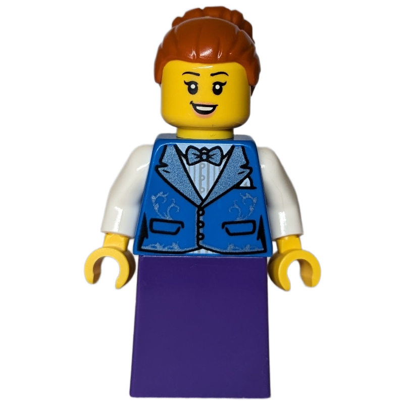 Passager, torse bleu, robe pourpre foncé, cheveux orange foncé (Passenger, Blue Torso, Dark Purple Dress, Dark Orange Hair)