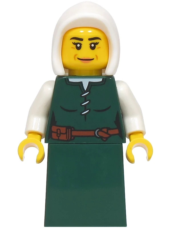 Cuisine, torse vert foncé, robe, capuche blanche (Cook, Dark Green Torso, Dress, White Hood)