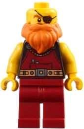 Forgeron, torse noir, jambes rouge foncé, barbe orange (Blacksmith, Black Torso, Dark Red Legs, Orange Beard)