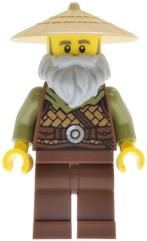 Homme, torse brun rougeâtre, jambes, chapeau beige, barbe gris bleuté clair (Man, Reddish Brown Torso, Legs, Tan Hat, Light Bluish Grey Beard)