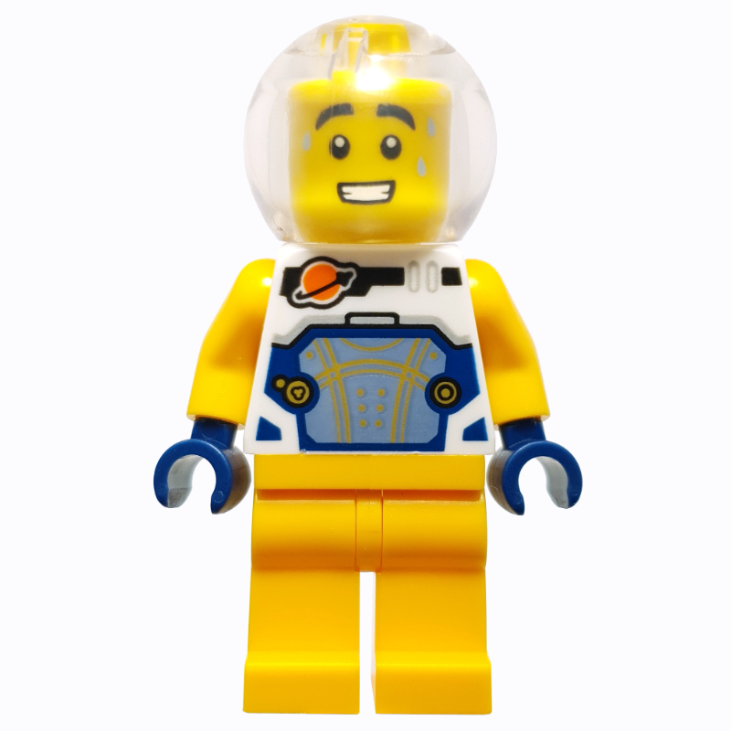 Astronaute, combinaison spatiale blanche, jambes orange clair vif, casque sphère (Astronaut, White Spacesuit, Bright Light Orange Legs, Sphere Helmet)