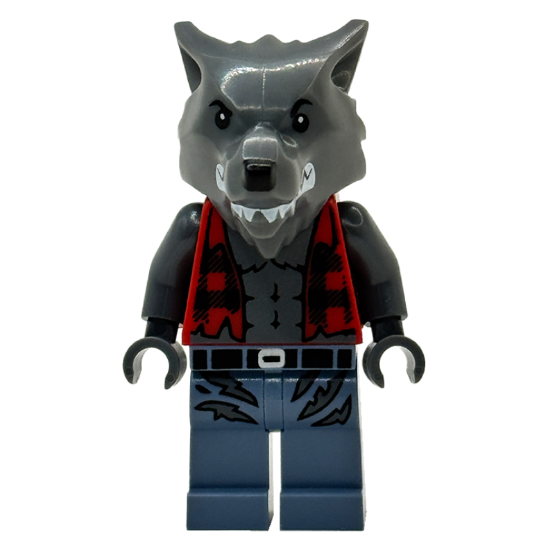 Loup-garou, déchiré chemise en flanelle rouge, jambes bleu sable (Werewolf, Torn Red Flannel Shirt, Sand Blue Legs)