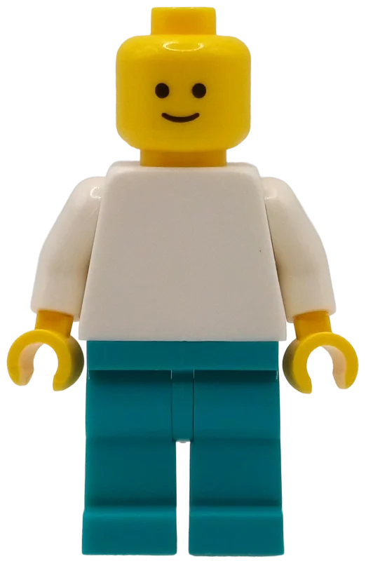 Torse blanc, jambes turquoise foncé, visage neutre (White Torso, Dark Turquoise Legs, Neutral Face)