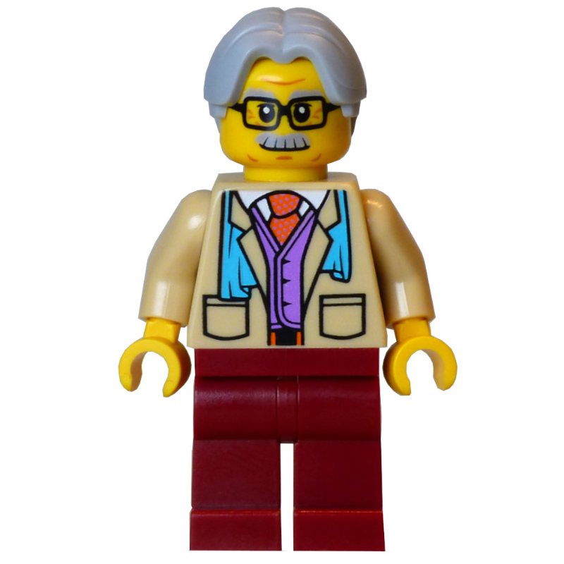Homme, torse beige, jambes rouge foncé, cheveux gris bleuté clair (Man, Tan Torso, Dark Red Legs, Light Bluish Grey Hair)