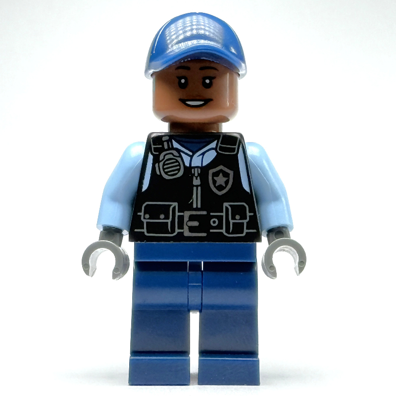 Garde de sécurité, gilet noir, jambes bleu foncé (Security Guard, Black Vest, Dark Blue Legs)
