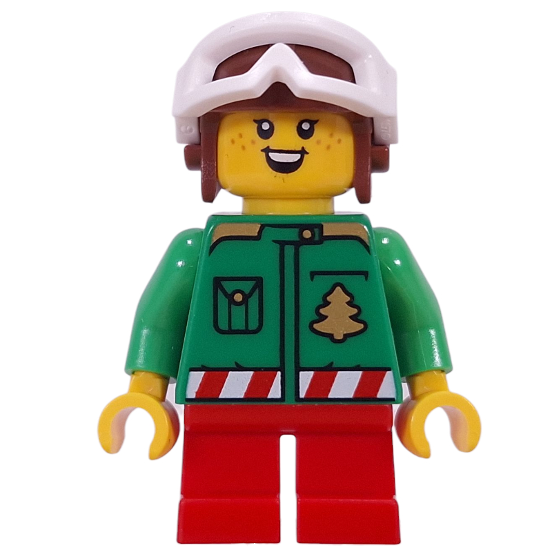 Elf - torse vert vif, jambes rouges, bonnet aviateur (Elf - Bright Green Torso, Red Legs, Aviator Cap)