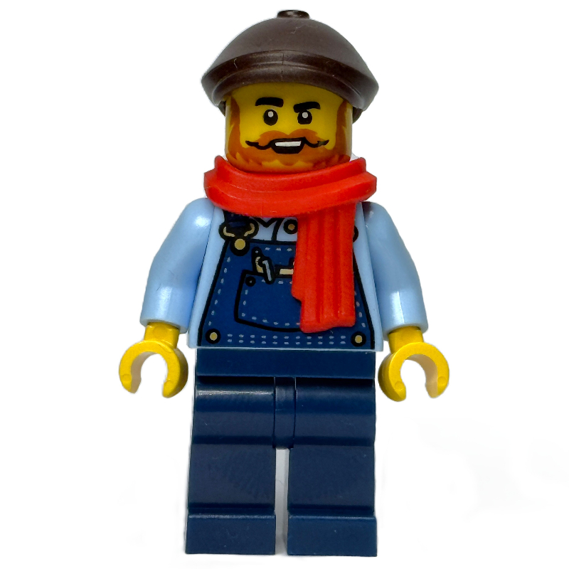 Conducteur de train, ensemble bleu foncé, casquette brun rougeâtre, écharpe (Train Driver, Dark Blue Overall, Reddish Brown Cap, Scarf)