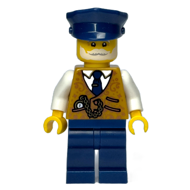 Chef d'orchestre, torse or nacré, jambes bleu foncé, casquette (Conductor, Pearl Gold Torso, Dark Blue Legs, Cap)