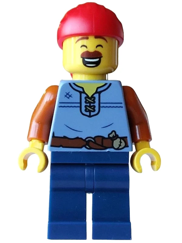 Pirate, torse bleu sable, jambes bleu foncé, bandana rouge (Pirate, Sand Blue Torso, Dark Blue Legs, Red Bandana)