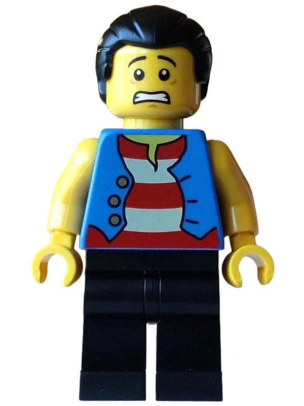Pirate, torse bleu, jambes noires, cheveux noirs (Pirate, Blue Torso, Black Legs, Black Hair)