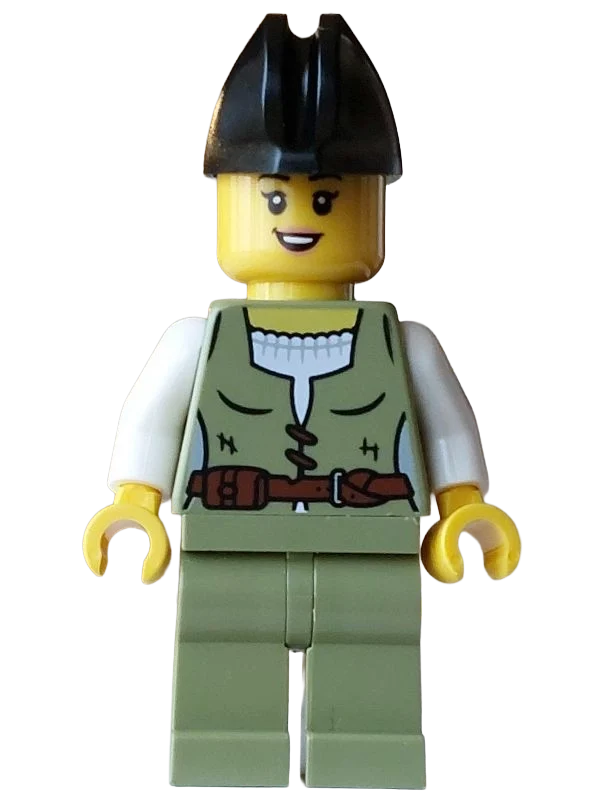 Pirate, femme, torse vert olive, jambes, chapeau bicorne noir (Pirate, Woman, Olive Green Torso, Legs, Black Bicorne Hat)