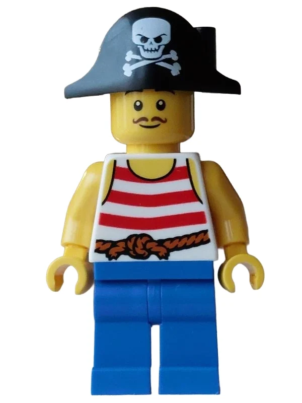 Pirate, torse blanc, jambes bleues, chapeau bicorne noir (Pirate, White Torso, Blue Legs, Black Bicorne Hat)