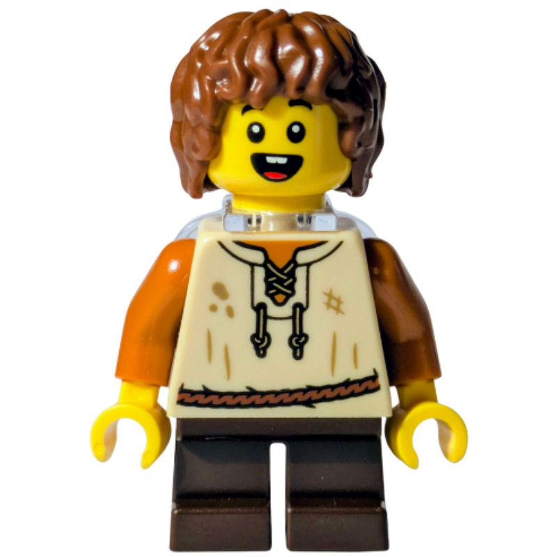 Elfe, torse beige, jambes brun foncé, cheveux brun rougeâtre, support de cou (Elf, Tan Torso, Dark Brown Legs, Reddish Brown Hair, Neckbracket)