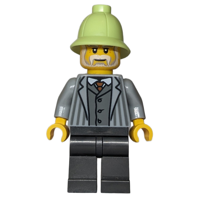 Homme, torse gris bleuté clair, jambes titane nacré, casque vert jaunâtre (Man, Light Bluish Grey Torso, Pearl Titanium Legs, Yellowish Green Helmet)