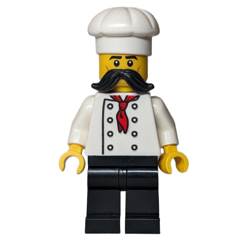 Cuisinier, jambes noires, moustache noire (Chef, Black Legs, Black Moustache)