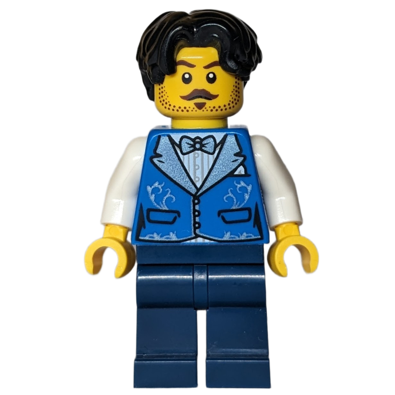 Homme, torse bleu, jambes bleu foncé, cheveux noirs (Man, Blue Torso, Dark Blue Legs, Black Hair)