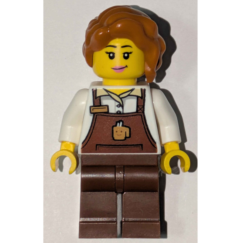 Barista, tablier brun rougeâtre, cheveux orange foncé (Barista, Reddish Brown Apron, Dark Orange Hair)