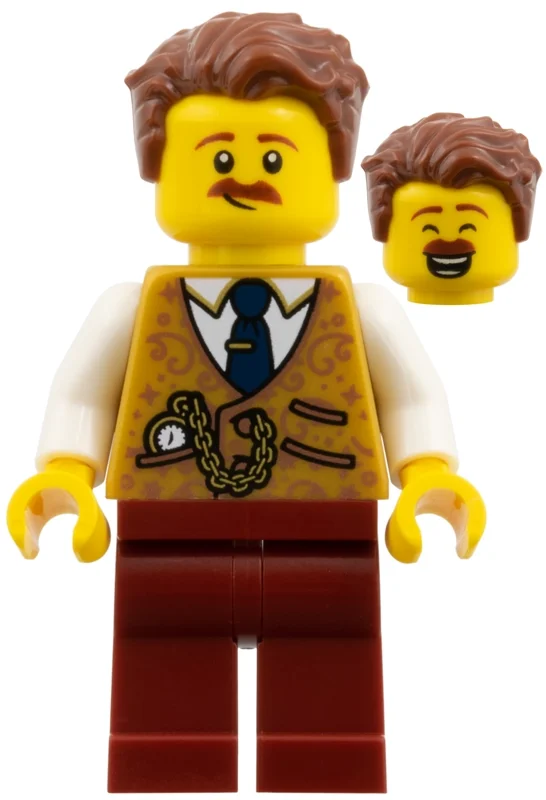 Commerçant, torse or nacré, jambes rouge foncé, cheveux brun rougeâtre (Shopkeeper, Pearl Gold Torso, Dark Red Legs, Reddish Brown Hair)