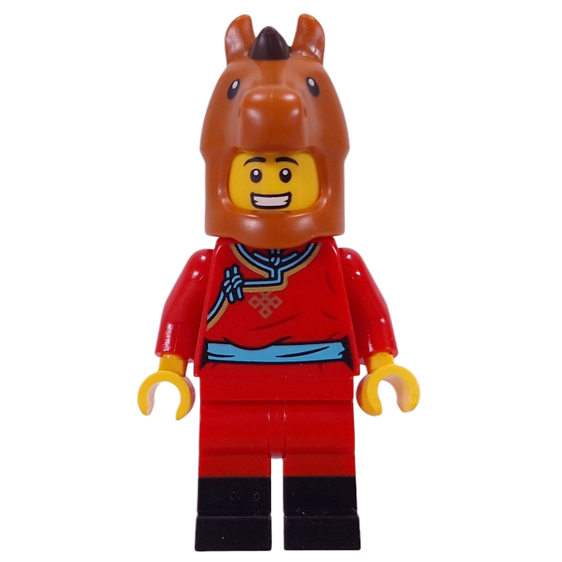 Costume de cheval, torse rouge, jambes rouges/noires (Horse Costume, Red Torso, Red/Black Legs)