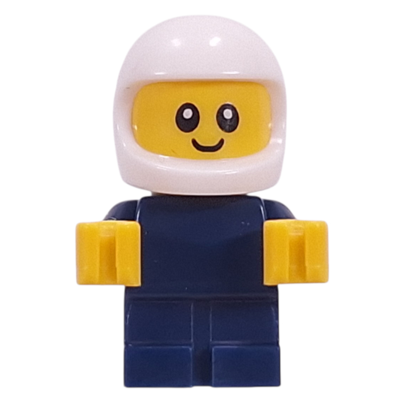 Bébé, pilote de course, corps bleu foncé, casque blanc (Baby, Racer, Dark Blue Body, White Helmet)