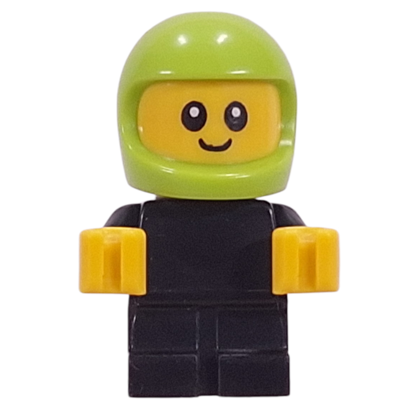 Bébé, pilote de course, corps noir, casque vert citron (Baby, Racer, Black Body, Lime Helmet)