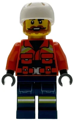 Sauveteur, torse brun rougeâtre, jambes bleu foncé, casque blanc (Lifeguard, Reddish Brown Torso, Dark Blue Legs, White Helmet)