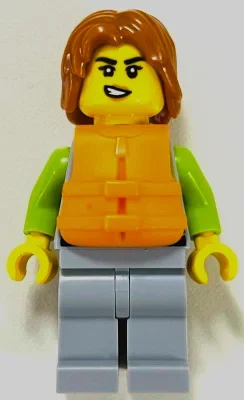 Nageur, combinaison gris bleuté clair, cheveux orange foncé, gilet de sauvetage (Swimmer, Light Bluish Grey Wetsuit, Dark Orange Hair, Life Vest)