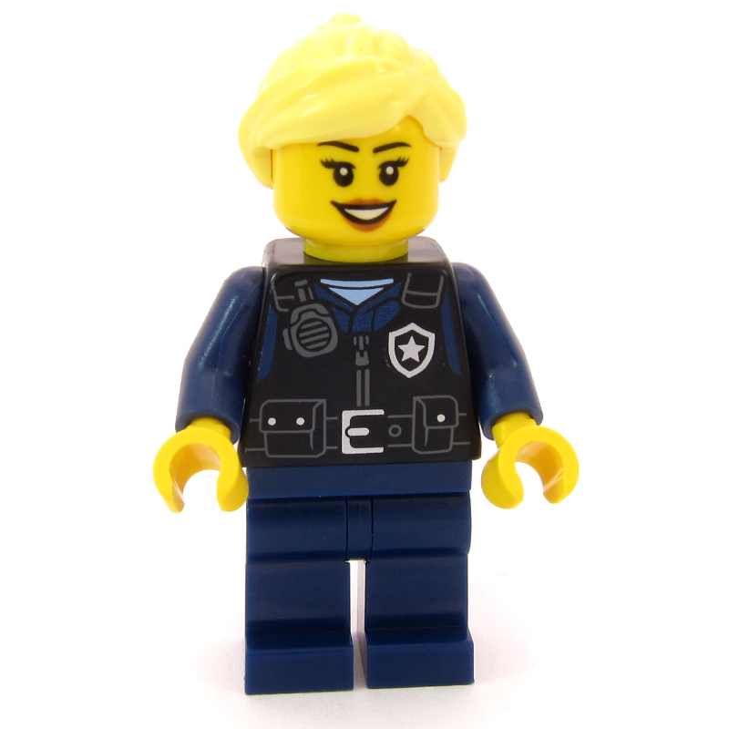 Sécurité de l'aéroport, torse noir, jambes bleu foncé, cheveux jaune clair vif (Airport Security, Black Torso, Dark Blue Legs, Bright Light Yellow Hair)