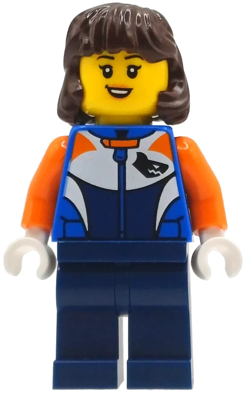 Pilote de course, costume bleu, cheveux brun foncé (Race Driver, Blue Suit, Dark Brown Hair)