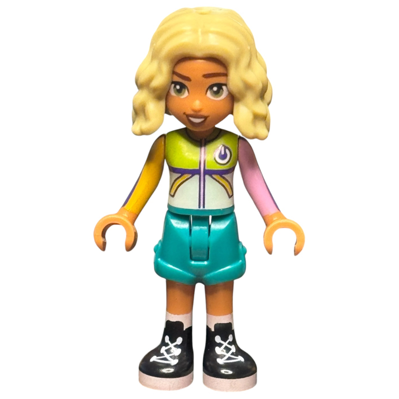 Nova, veste vert citron, short turquoise foncé (Nova, Lime Jacket, Dark Turquoise Shorts)
