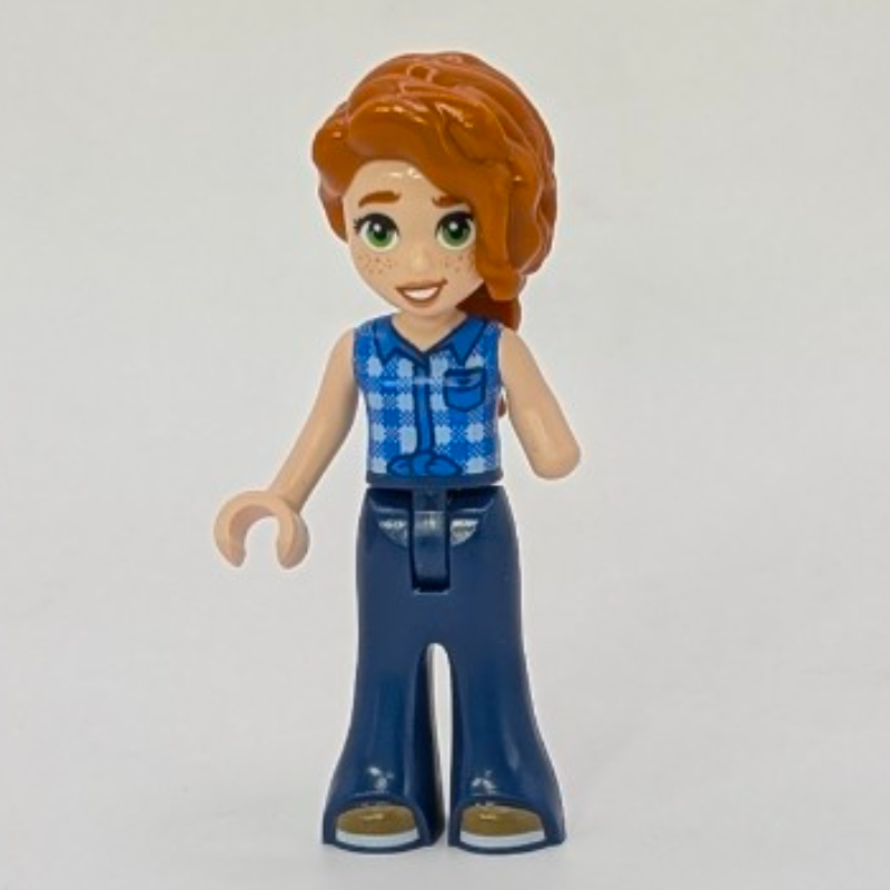 Automne, chemise à carreaux bleu, pantalon bleu foncé (Autumn, Blue Plaid Shirt, Dark Blue Pants)