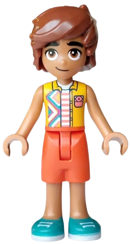 Leo, gilet orange clair vif, pantalon orange rougeâtre (Leo, Bright Light Orange Vest, Reddish Orange Pants)