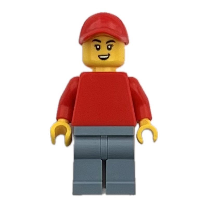 Torse rouge, jambes bleu sable, casquette rouge (Red Torso, Sand Blue Legs, Red Cap)