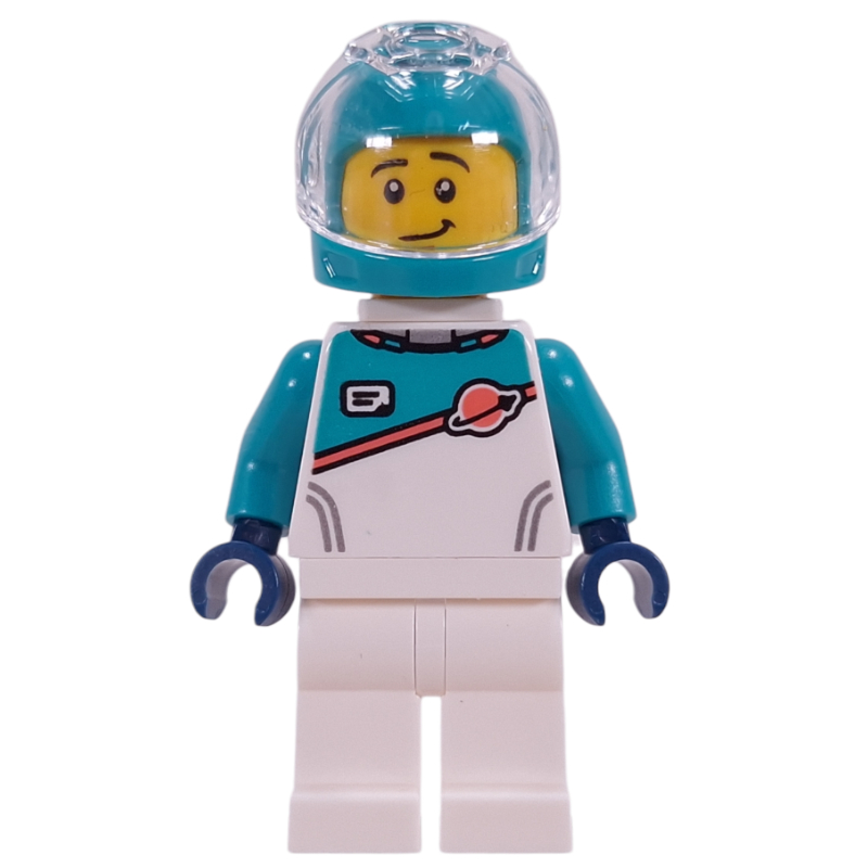 Astronaute, costume turquoise blanc/foncé, casque turquoise foncé, support de cou (Astronaut, White/Dark Turquoise Suit, Dark Turquoise Helmet, Neck Bracket)