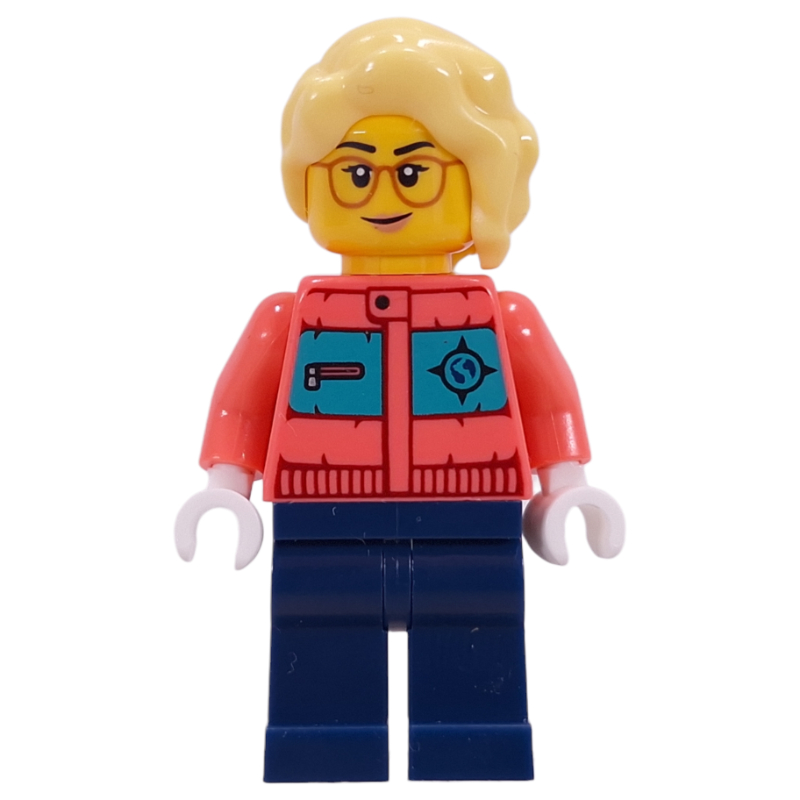 Explorateur arctique, torse de corail, jambes bleu foncé, cheveux jaune clair vif (Arctic Explorer, Coral Torso, Dark Blue Legs, Bright Light Yellow Hair)
