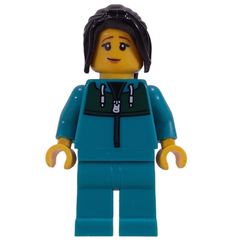 Astronaute, combinaison turquoise foncé, cheveux noirs (Astronaut, Dark Turquoise Jumpsuit, Black Hair)