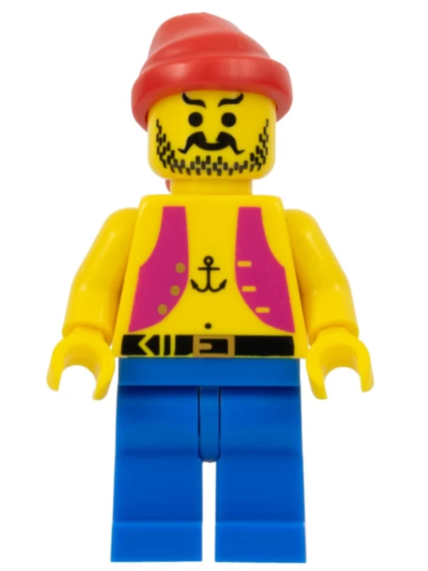 Pirate - gilet magenta, tatouage d'ancre, jambes bleues, bandana rouge (Pirate - Magenta Vest, Anchor Tattoo, Blue Legs, Red Bandana)
