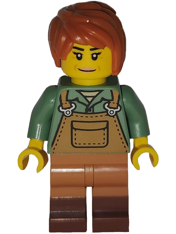 Peintre, torse vert sable, tablier de nougat moyen, cheveux orange foncé (Painter, Sand Green Torso, Medium Nougat Apron, Dark Orange Hair)