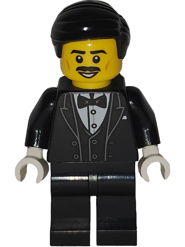 Serveur, costume noir, cheveux noirs (Waiter, Black Suit, Black Hair)