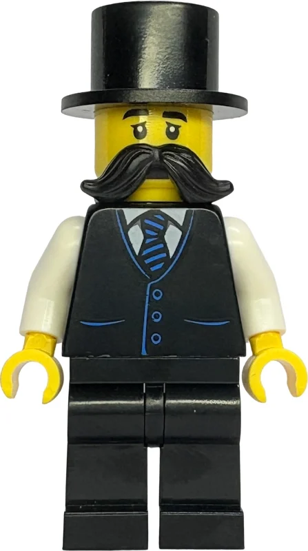 Chauffeur de chariot, tenue noire, chapeau haut de forme, moustache (Carriage Driver, Black Suit, Top Hat, Moustache)