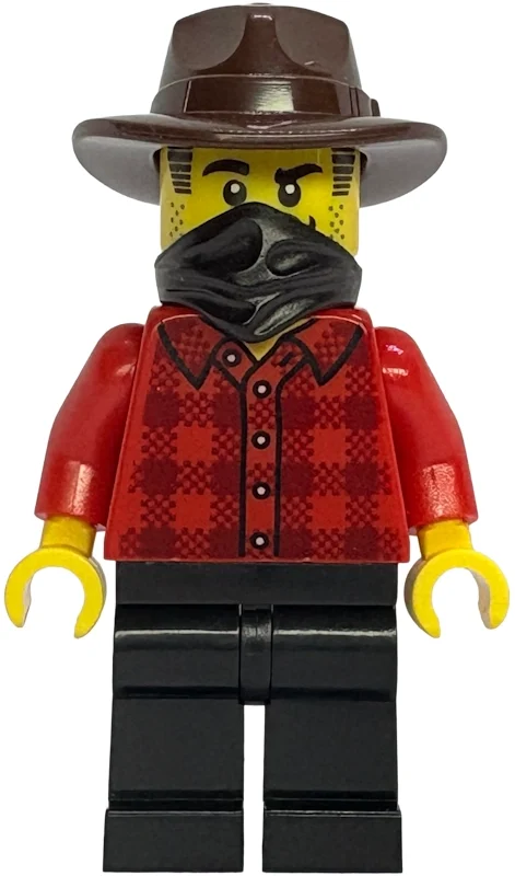 Bandit, chemise rouge, jambes noires, fedora, masque (Bandit, Red Shirt, Black legs, Fedora, Mask)