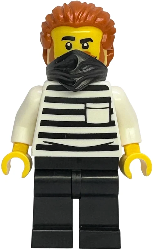 Prisonnier, chemise blanche, chemise noire, cheveux orange foncé, moustache (Prisoner, White Shirt, Black Shirt, Dark Orange Hair, Moustache)