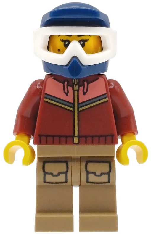 Motocycliste, torse rouge foncé, jambes beige foncé, casque bleu foncé (Motorcyclist, Dark Red Torso, Dark Tan Legs, Dark Blue Helmet)