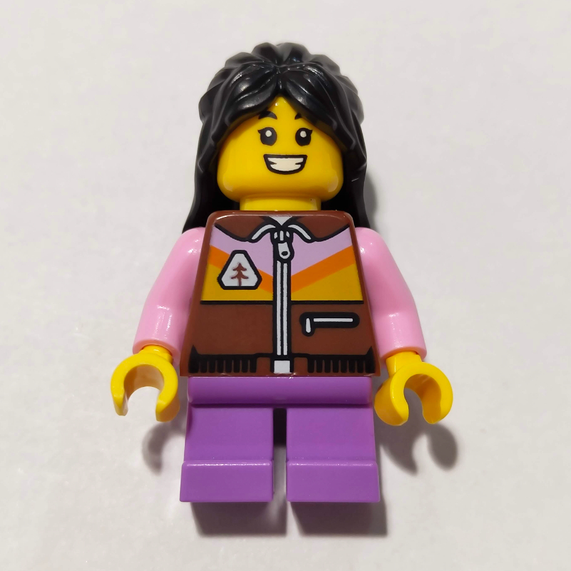 Enfant, torse brun rougeâtre, jambes de lavande moyenne, cheveux noirs (Kid, Reddish Brown Torso, Medium Lavender Legs, Black Hair)