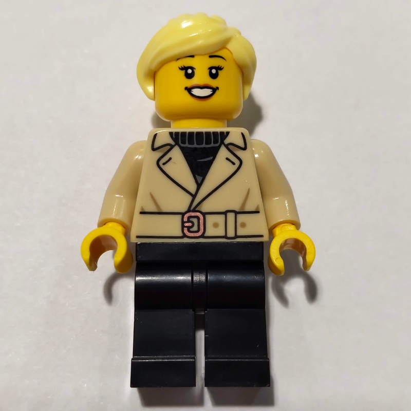 Randonneur, manteau beige, jambes noires, cheveux jaune clair vif (Hiker, Tan Coat, Black Legs, Bright Light Yellow Hair)