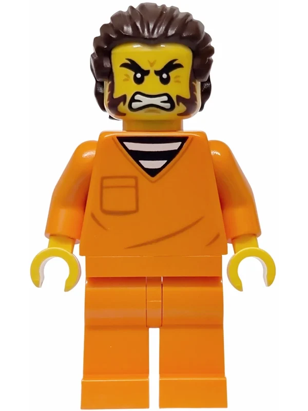 Prisonnier, tenue orange, cheveux brun foncé (Prisoner, Orange Suit, Dark Brown Hair)